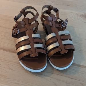 Wonder Nation gold & tan strappy sandals size 2
